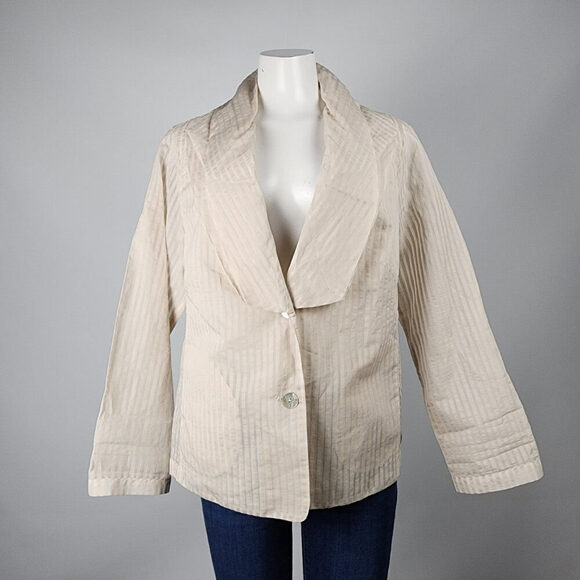 OSKA Cream Sheer Cotton Silk Button Up Blazer Size M/L - Picture 1 of 10